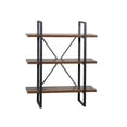 thumbnail image 2 of Davee 3-Tier Display and Etagere Bookcase in Antique Walnut Wood Color and Black Frame, 2 of 7