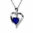 thumbnail image 4 of DEPHINI Blue Heart Necklace 925 Sterling Silver Heart Pendant CZ, 4 of 6
