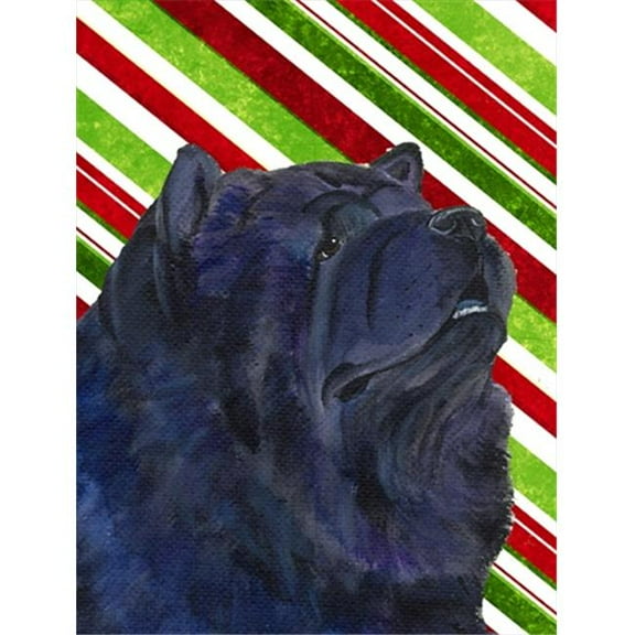 28 x 40 In. Chow Chow Candy Cane Holiday Christmas Flag Canvas, House Size