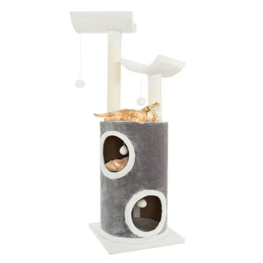 PETMAKER 75-in Cat Tree & Condo Scratching Post Tower, Gray