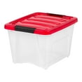 thumbnail image 4 of IRIS 19 Qt Christmas Plastic Storage Bin with Lid and Secure Latching Buckles, Clear/Red, 4Pk, 4 of 5