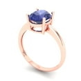 thumbnail image 2 of Solitaire Engagement Ring for Women - 2ct Simulated Tanzanite in 14K Rose Gold Promise Ring, 2 of 6