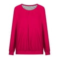 thumbnail image 5 of ATOYSOY Women's Long Sleeve Tees Fall Winter Loose Dressy Tops Solid Color Pleated Pullover Workout Casual Shirts Fashion Round Neck Sweatshirts Outwear Retro Pink S, 5 of 5