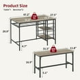 thumbnail image 3 of 3-Piece Rectangular Dining Table Set for 4 with Wine Rack, Storage Shelf and 2 Benches, Kitchen Table Set for Small Spaces, 3 of 7