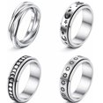 thumbnail image 1 of Anillo Boda Giratorio Acero Inoxidable Pareja Lujo (10) Blanco, 1 of 9
