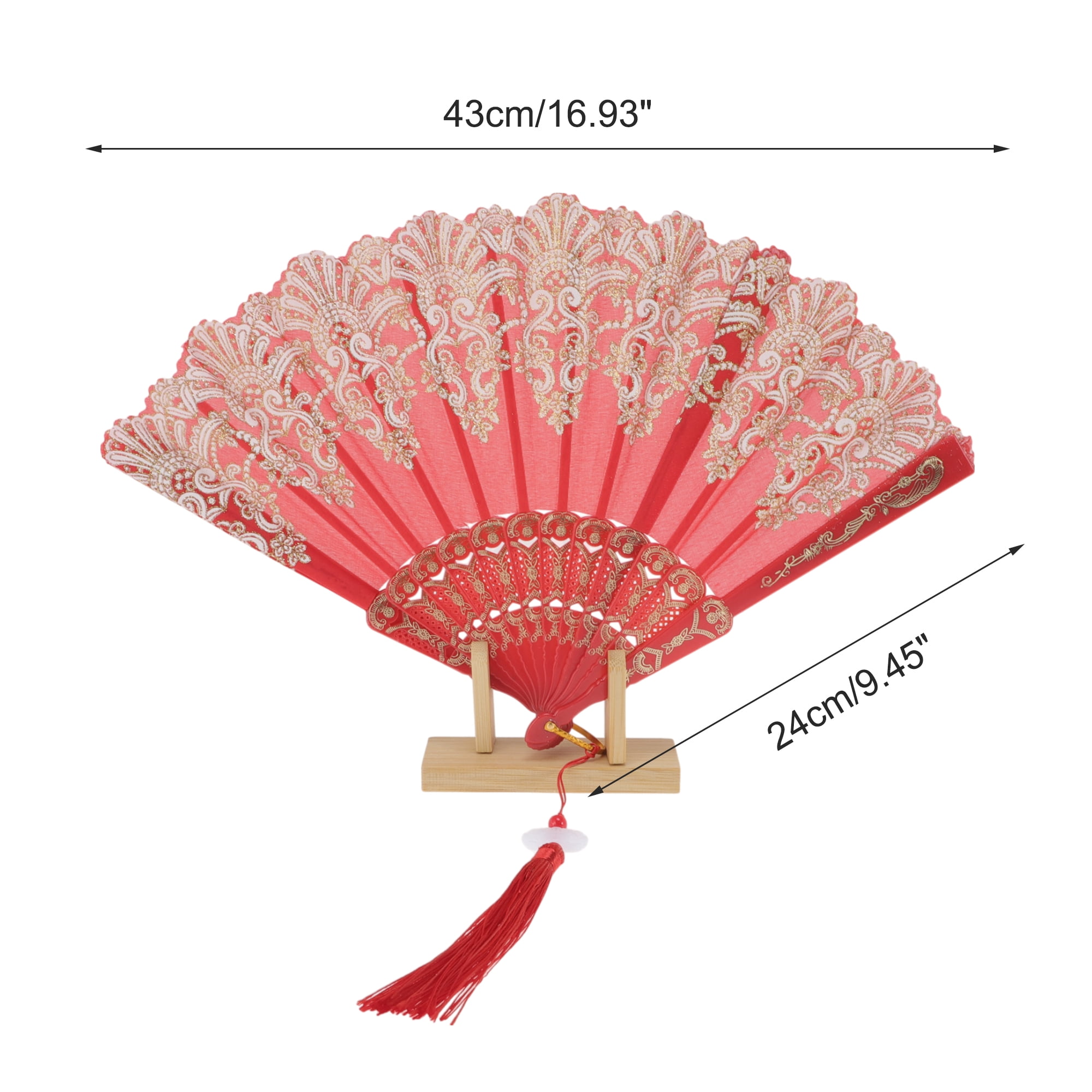Unique Bargains Lucky Cloud Pattern Folding Fan 1 Pc for Summer Events Decorations Red