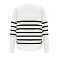 thumbnail image 4 of tzhuwd Ladies Round Neck Striped Sweaters Loose Autumn Winter Knitted Sweater Plus Size Casual Pullover Color Block Long Top, 4 of 5