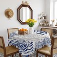 thumbnail image 3 of Navy Blue Chrysanthemum Table Cloth Waterproof Tablecloths, Farmhouse Botanical Floral Modern Tablecloth Dining Table Cover for Kitchen Party Tabletop Outdoor, Square Tablecloth 54x54 Inch, 3 of 9