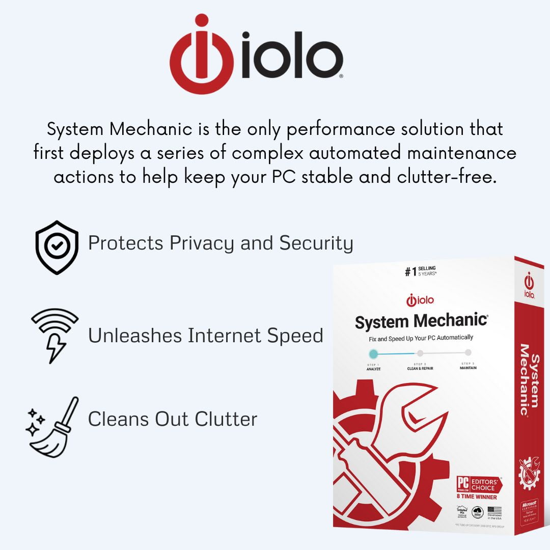 System Mechanic, Clean, Repair, and Optimize Up Your Windows PC, 10 Devices, 1 Year (Digital Download)