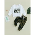 thumbnail image 3 of Elippeo Autumn Toddler Baby Boy Fall Outfits 6M 12M 18M 24M 3Y Long Sleeve Camouflage Letter Print Sweatshirt + Pants Set Clothes, 3 of 9