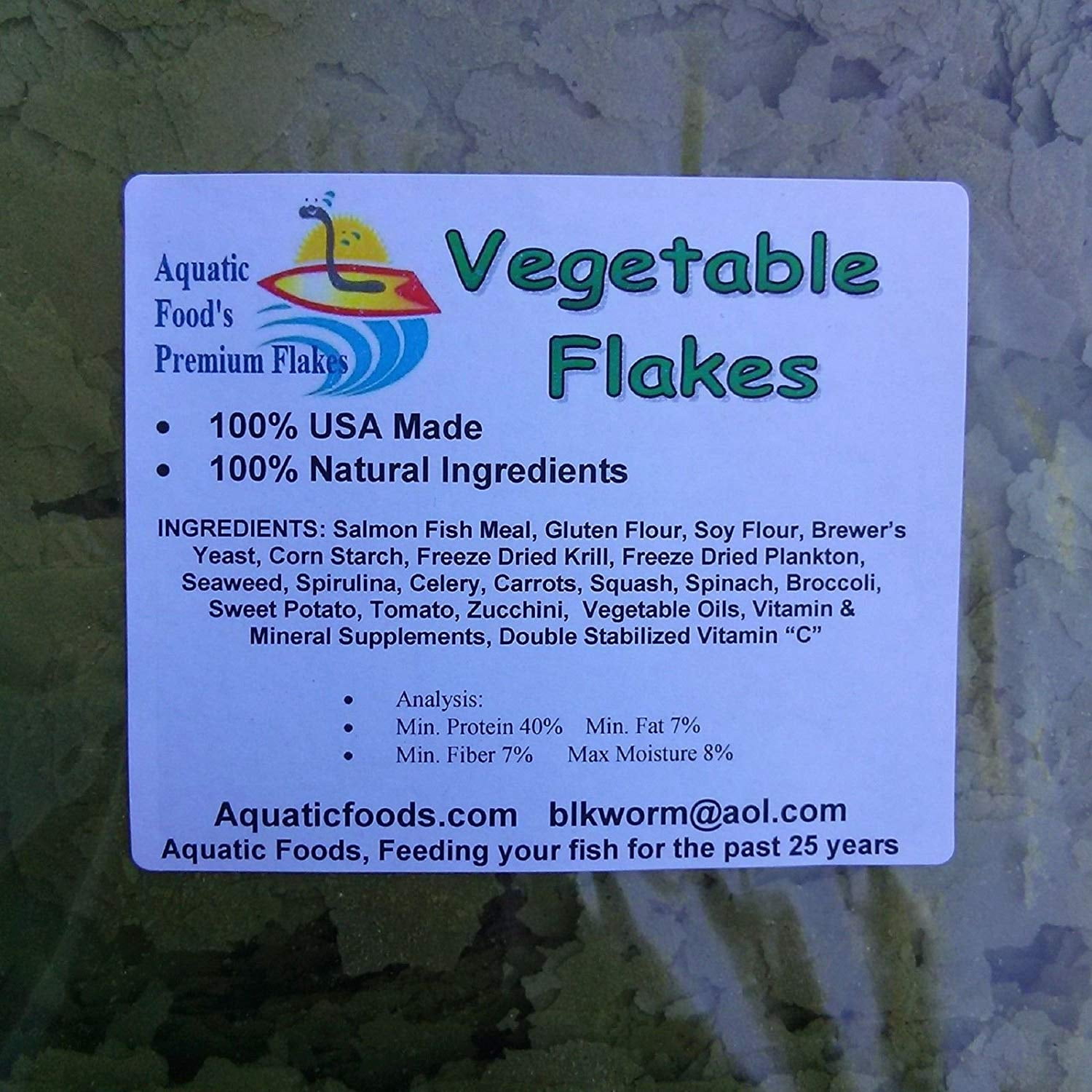 Aquatic Foods Vegetable Mix Intense Flakes - Premium Tropical Fish Foods - 2-lbs