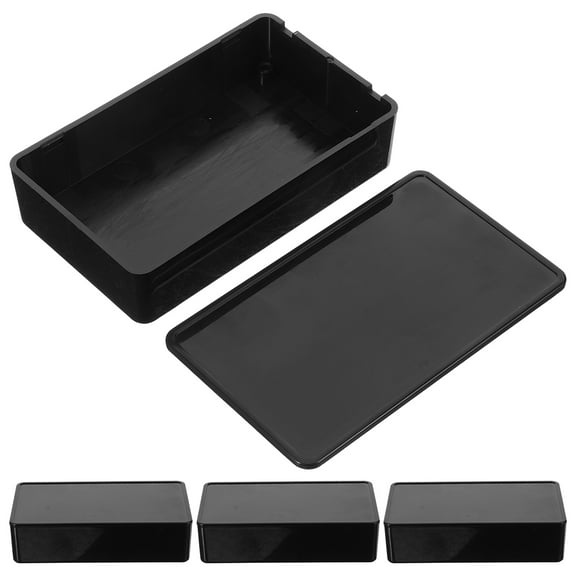 HOMEMAXS  4 Pcs Boxes for Project Small Plastic Case Cable Organizer Management Black
