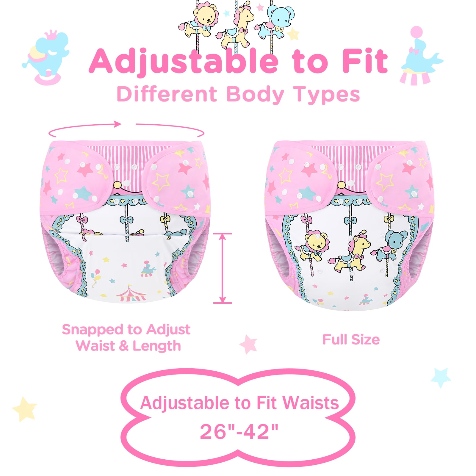 Littleforbig Washable Adjustable Reusable Waterproof Cloth Adult Diaper Wrap Cover One Size - Little Circus