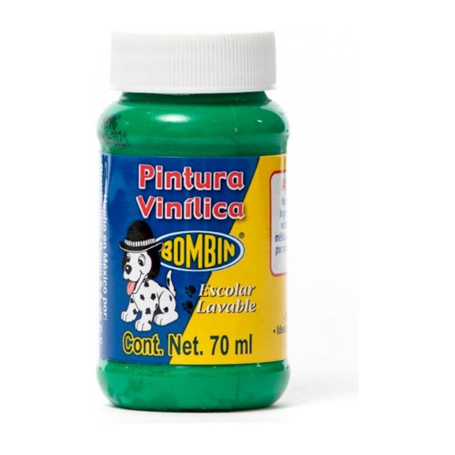 Pintura Vinilica Bombin 70 Ml Escolar Diferentes Colores verde SIN TAMAÑO
