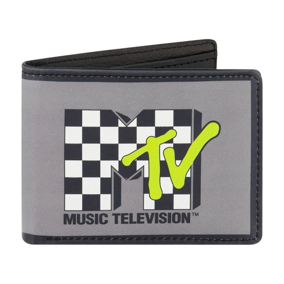MTV Music Television Checkered Logo Faux Leather Wallet W/ Decorative Case