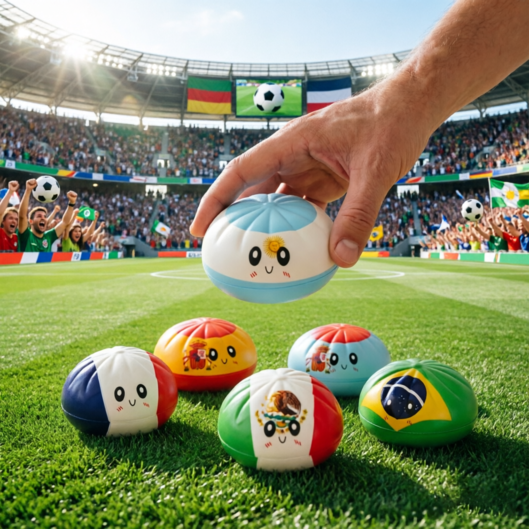 12 Pcs Soccer Dumplings 2026 USA World Soccer Anniversary Dumpling Squishies, Squishy Fidget Fidget Toys for Anxiety Relief, Football Giant Glitter Dumplings Box for Adults (Random Pattern)