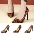 thumbnail image 6 of Nrmvnmi Women's Pumps Slip on High Heels with Pointed Toe Stiletto Faux Suede Leopard Print Bridal Party Gown Heels for Casual Khaki Mothers Day Gifts, 6 of 6