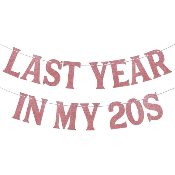 Last Year in My 20s Banner - Made in 1995, Not 30 Yet Banner, 29 & Fabulous, Funny 29th Birthday Party Decorations Rose Gold Glitter
