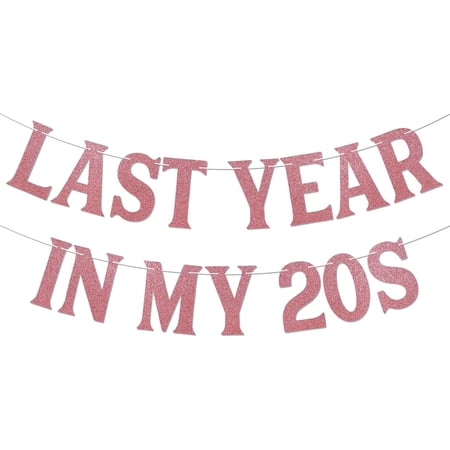 Last Year in My 20s Banner - Made in 1995, Not 30 Yet Banner, 29 & Fabulous, Funny 29th Birthday Party Decorations Rose Gold Glitter