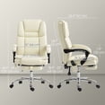 thumbnail image 2 of Chaise de Bureau Blanche avec Massage et Repose-Pieds Inclinable - Chaise de Direction Ergonomique pour la Maison et le Bureau - Vibration à 6 Points, Cuir PU, Hauteur Réglable (26 Pouces x 26 Pouces x 49.6 Pouces), 2 of 7