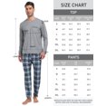 thumbnail image 2 of MoFiz Pjs Men's Pajama Sets Long Sleeve Top Checkered Pants Cozy Loungewear 2 Pieces, 2 of 7