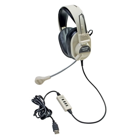 UPC: 0610356554005 | Califone 3066-USB Deluxe Over-Ear Stereo Headset with Gooseneck Microphone  USB Plug  Beige  Each