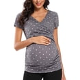 thumbnail image 2 of Vêtements de Grossesse Offres de l'Action de Grâce Liquidation Été Vêtements de Maternité pour Femmes Col Rond Manches Courtes Volants Pli Hauts de Grossesse, 2 of 5