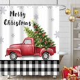 thumbnail image 2 of Merry Christmas Shower Curtain, Christmas Tree Red Truck Winter Snowflake Gray Buffalo Plaid Fabric Shower Curtains Set Holiday Farmhouse Bathroom Decor , Waterproof Polyester with Hooks, 72x72, 2 of 6