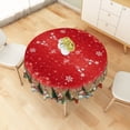 thumbnail image 5 of Duangreer Golden Christmas Plaid Round Tablecloth, Snowman Xmas Tree Gift Print, Waterproof Wrinkle Resistant, 70''Round, 5 of 6