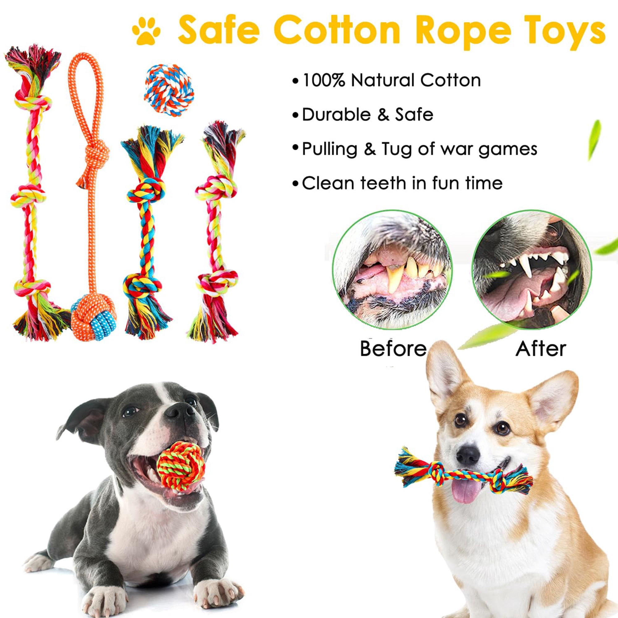 Dog Toys 25 Pack for Puppy and Small Dogs, Squeaky Plush Toys, Chew Toys for Teething, Rope Toys for Tug of War, Interactive Playtime, Multicolor