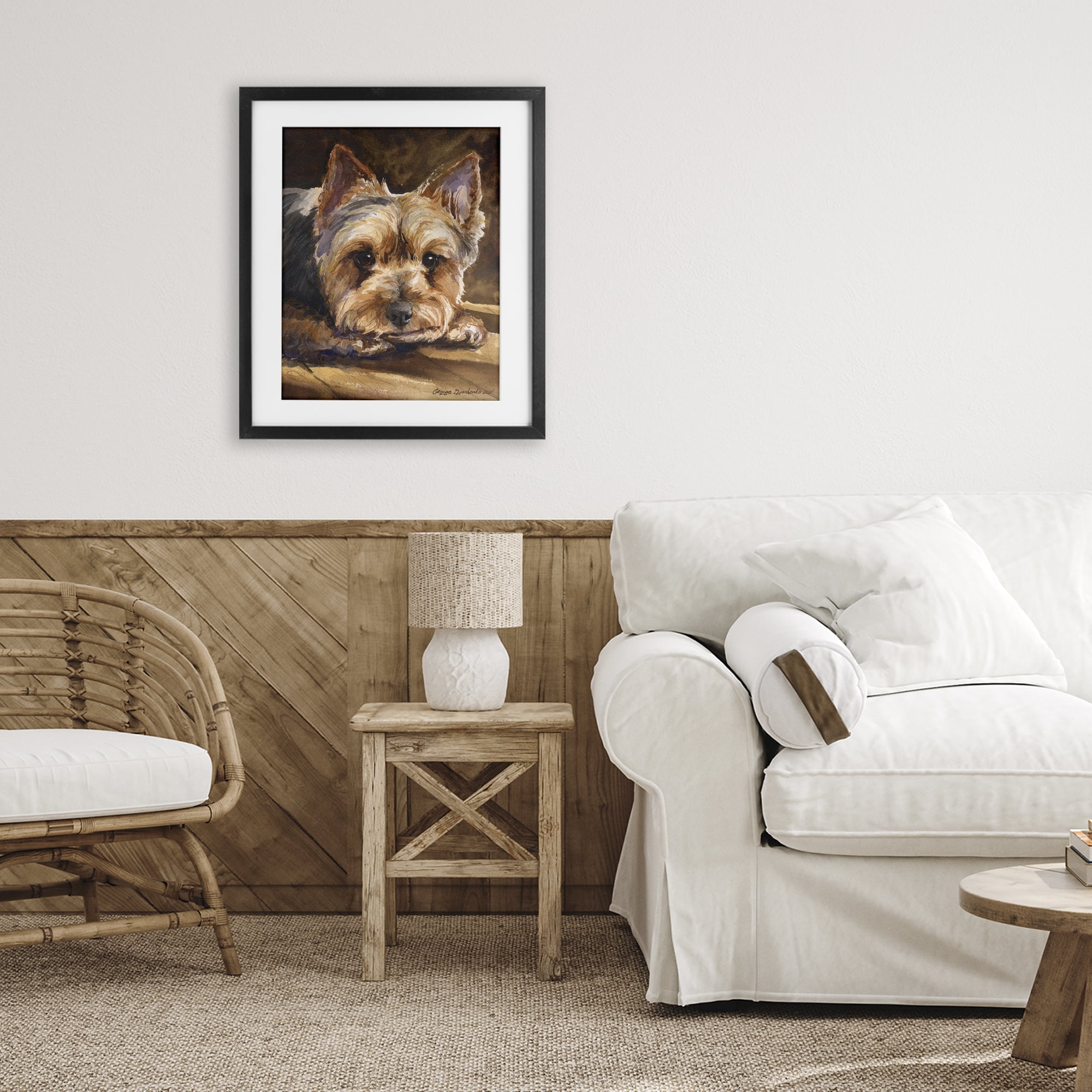 Stupell Industries Yorkshire Terrier Portrait Black Framed Print Under Glass, design by George Dyachenko