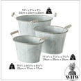 thumbnail image 2 of 3 Piece Oval Nesting Planter Set, Corrugated Wave Pattern, White Washed, Grey, Metal, 9, 7.75 and 6.75 Inches, 2 of 6