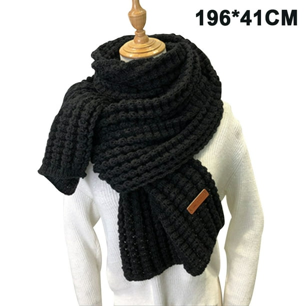Ladies black knitted scarf deals