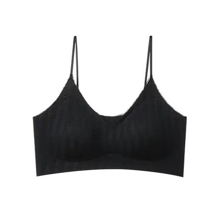 Blphud Comfy Bras for Womens Women Bra Sports Bras for Women Soft Trendy Lingerie for Women Plus Size U Shaped Cup Chest Gathered Vest Style Beauty Back Bra Underwear Black XL