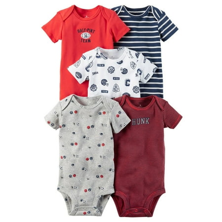 

THE WILD 5PC Newborn Baby Boys And Girls Romper One-peice Jumpsuits Outfits Print Soft