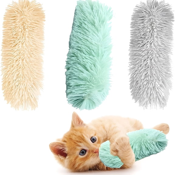 ACDANC 3 Pack Cat Kicker Toys, Cat Pillows Toys with Sound Paper, 11" Long Soft Plush Cat Toys Interactive Toy, Catnip Toys for Kitty Chewing Training Interactive