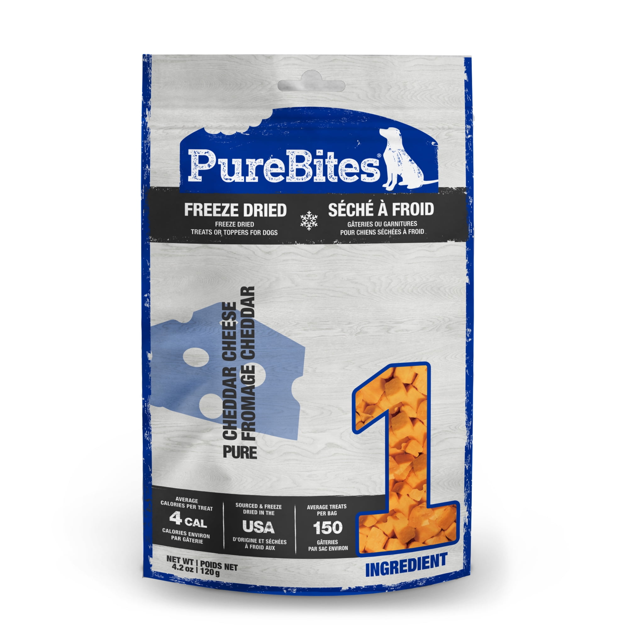 PureBites Cheese Freeze Dried Dog Treats, 1 Ingredient, 4.2oz