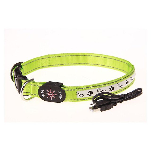 Collar de perro USB, collar de nailon reflectante ajustable clásico adecuado para perros medianos