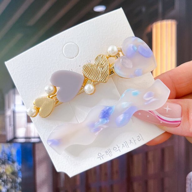 Juego de horquillas de 2/3 uds., horquillas geométricas de acetato con forma de corazón para mujer, joyería de moda, pasadores para niñas, accesorios para el cabello con estilo diario Tan Jianjun unisex