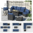 thumbnail image 2 of 8 Piece Patio Furniture Set with 42" Propane Gas Fire Pit Table with Coffee Table,Blue, 2 of 7