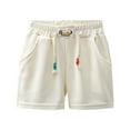 thumbnail image 2 of Tdoqot Boys Athletic Shorts With Pockets- Cotton Casual Elastic Waist Summer Drawstring Active Shorts White Size 8 T, 2 of 7