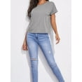 thumbnail image 5 of Womens Round Neck Cutout Twisted Back Short Sleeve Tee Summer Blouse For Women, 5 of 5