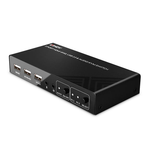 Lindy - Commutateur KVM / audio / USB - HDMI 4K60, USB 2.0 - 2 ports