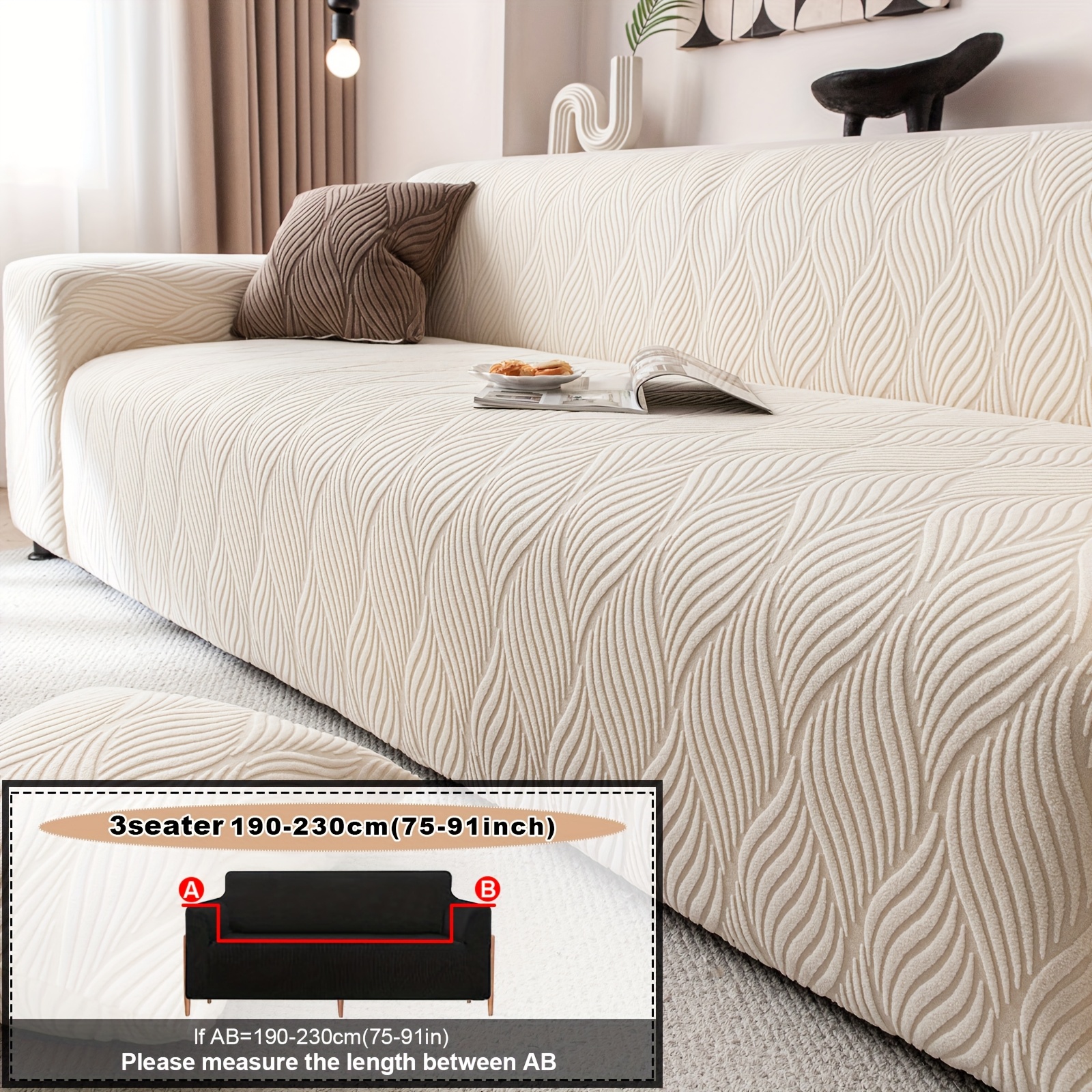 1PC Luxurious Jacquard Stretch Sofa Slipcover, Pet-Friendly Hairproof & Anti-Slip, All-Season Furniture Cover for Couch, Loveseat, Armchair, Sectional, Easy to Install & Wash