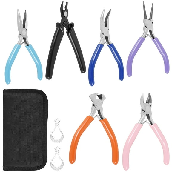 6Pcs Jewelry Pliers Set for Beginners Carbon Steel Jewelry Making Kit Professional Mini Jewelry Pliers with Zip Bag Portable Jewelry Pliers for Jewelry Making Repair Beading Craft