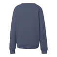 thumbnail image 4 of Women Solid Color Crewneck Sweatshirt with Front Pocket, Hoodless Long Sleeve Loose Fit Plain Pullover Top Soft Casual Daily Basic Sweatshirt(Blue,M), 4 of 5
