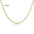 thumbnail image 3 of 14K Gold Plated  Twisted Rope Chain Necklace 3MM, 18 Inches, Unisex Wedding Jewelry Gift, 3 of 6