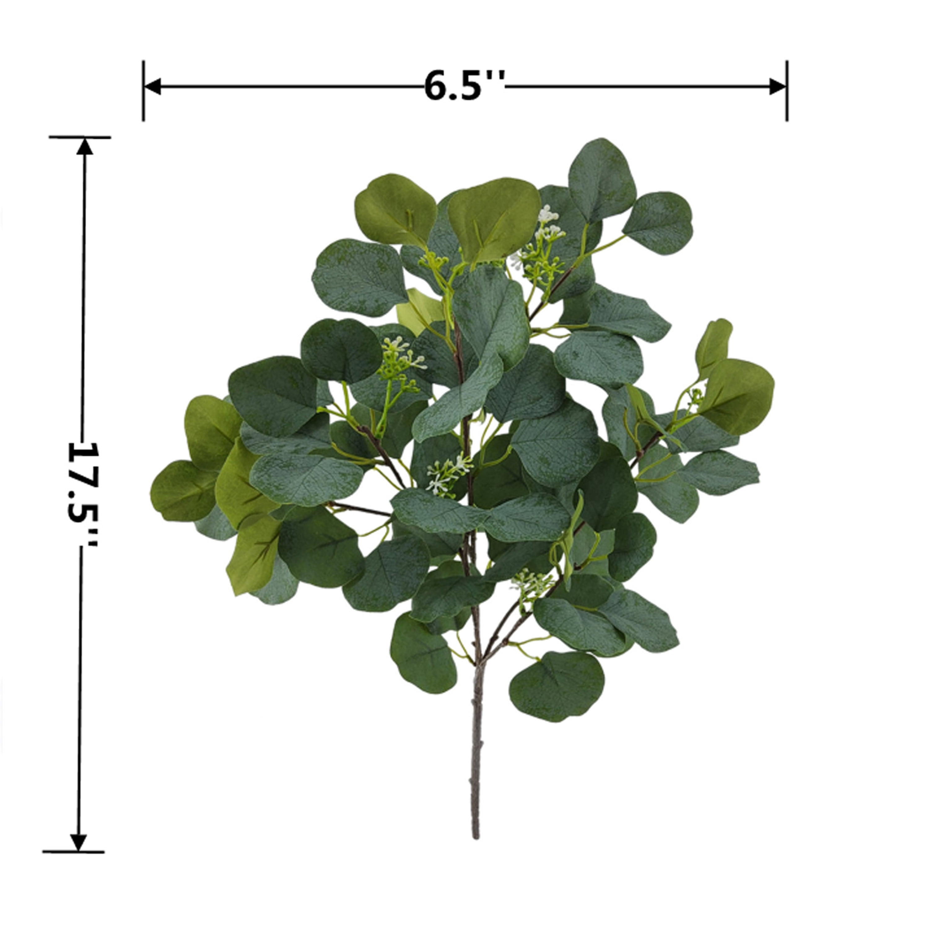 (2 pack) Mainstays 17.5in Indoor Artificial Eucalyptus Bush, Green Color. Weight: 0.11lb. Not in Pot.