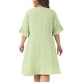 thumbnail image 4 of DARING DIVA Plus Size Ruffle Short Sleeve Lace V Neck Midi Dress 1X Light Green, 4 of 6