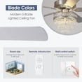 thumbnail image 2 of YIOSI 52" Crystal Ceiling Fan Fandelier with Remote Control, Modern Chrome Chandelier Ceiling Fan, Whisper-Quiet Motor, Reversible Blades, LED Lighting, Energy-Efficient, Elegant Living Room Fan, 2 of 10
